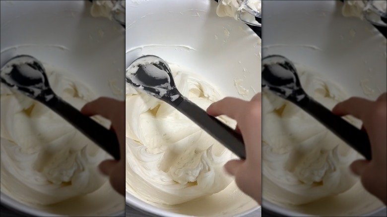 mixing bowl of buttercream frosting