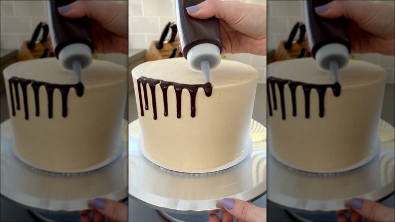 creating chocolate drip effect on cake