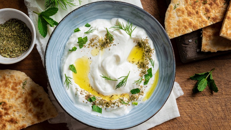 Labneh dip with pita