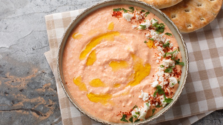 Greek tirokafteri dip and bread