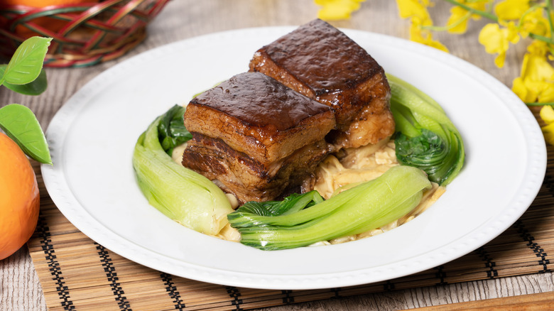 Dongpo pork on a plate