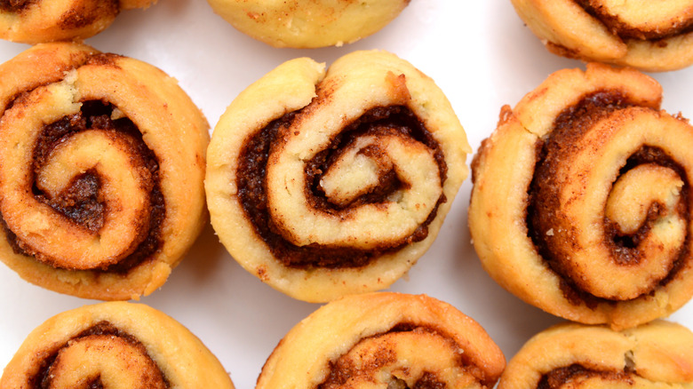 Mini cinnamon rolls on sheet