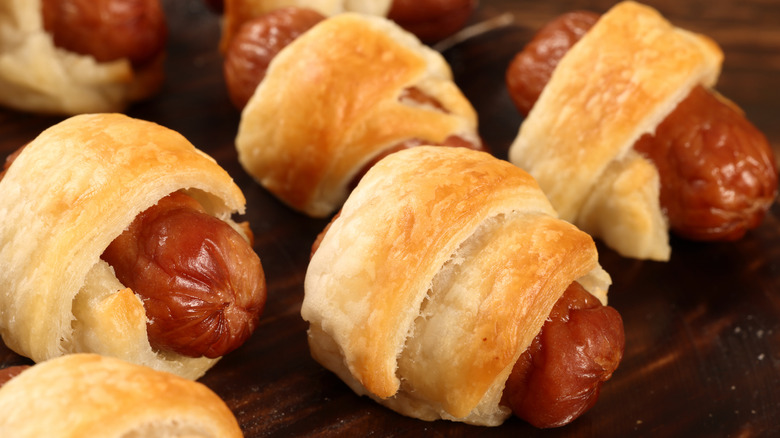 Pigs in a blanket on a table