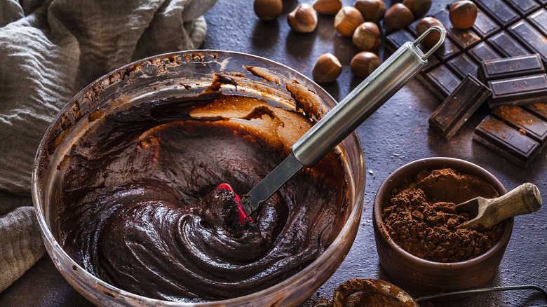 Bowl of chocolate cake batter