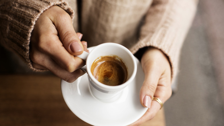 Dirty coffee mug with platter