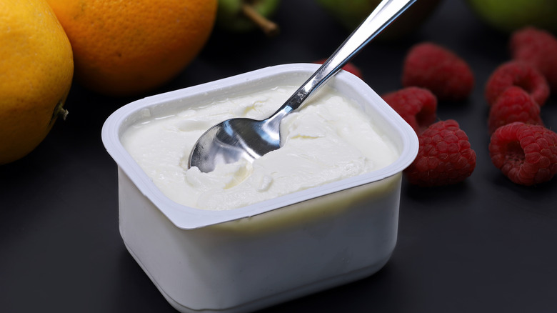 Cream cheese container with fruit