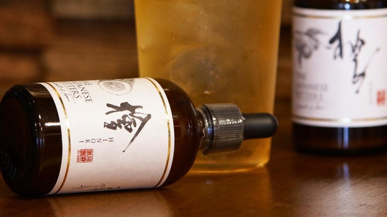 Horizontal bottle of japanese bitters