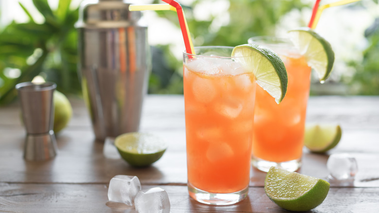 Zombie cocktail, freshly made at a tropical outdoor bar