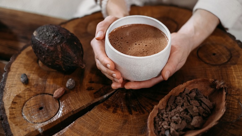 Cacao drink and beans