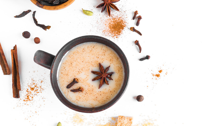 Cup of chai and spices