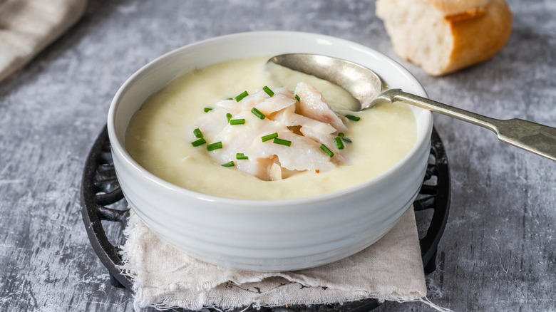 creamy potato soup with haddock