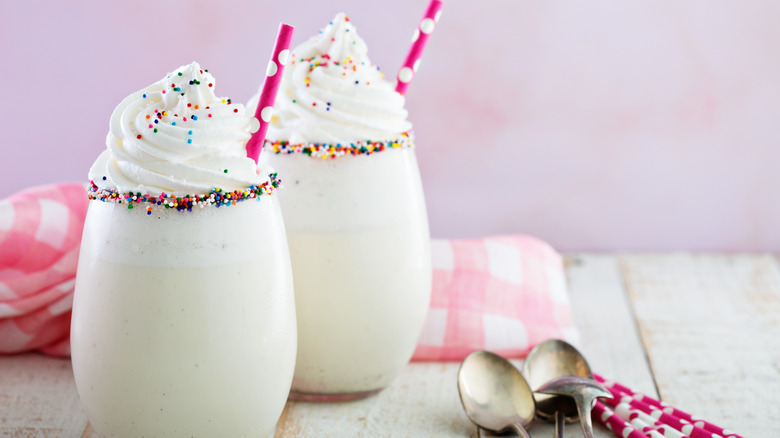 Glasses of funfetti milkshakes