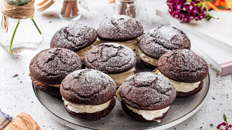 Whoopie pies on plate