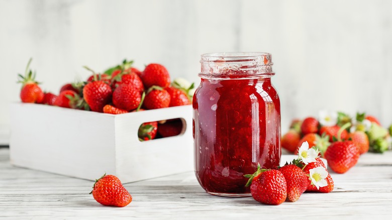 Strawberry jam in jar