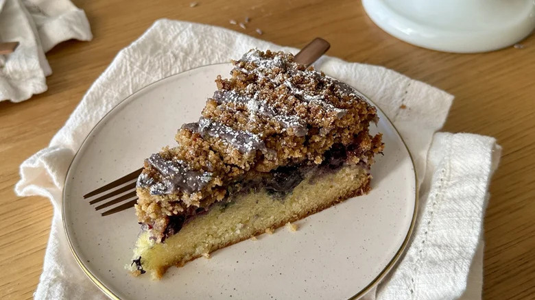 Blueberry lavender cake on plate