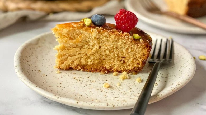 Honey cake slice on plate