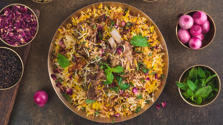 Biryani rice dish with extra toppings