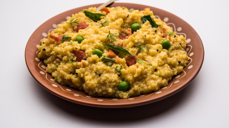 Vegetable khichdi on a plate