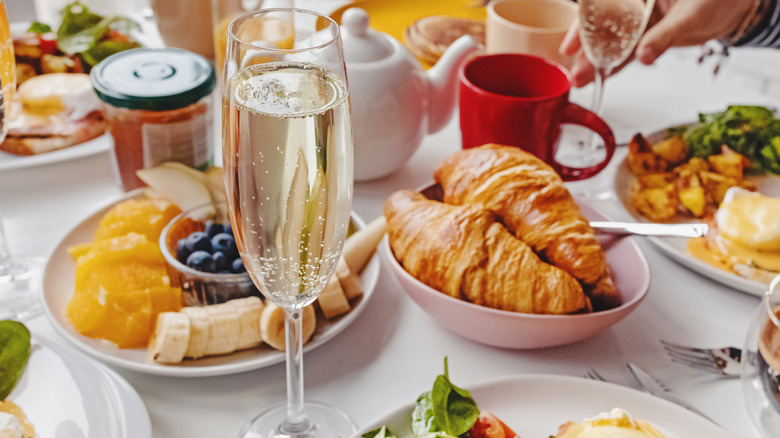 Brunch spread with Champagne