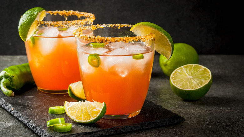 Micheladas with limes and chiles