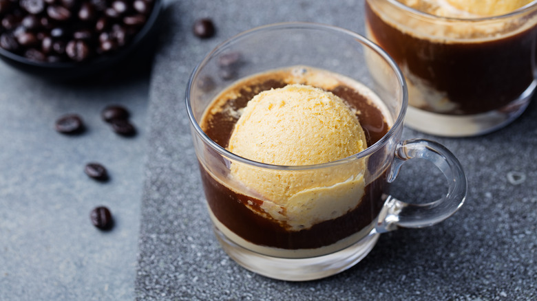 espresso poured over ice cream