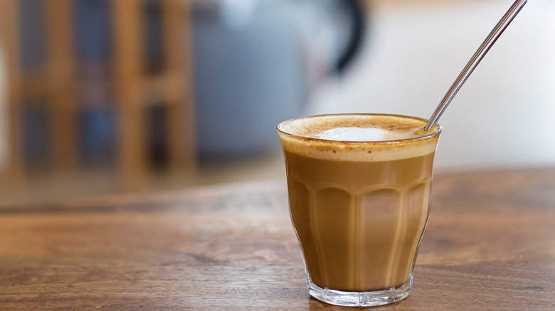 Cortado coffee in a glass