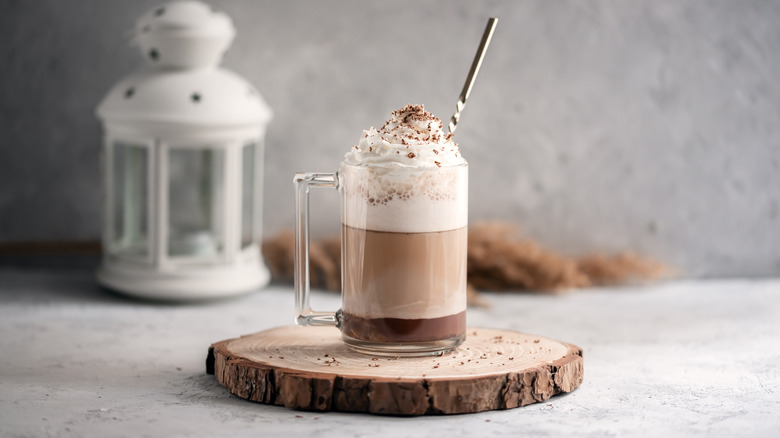 A mug of mocha with whipped cream