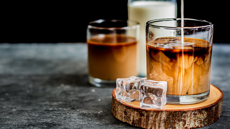 cream over iced espresso