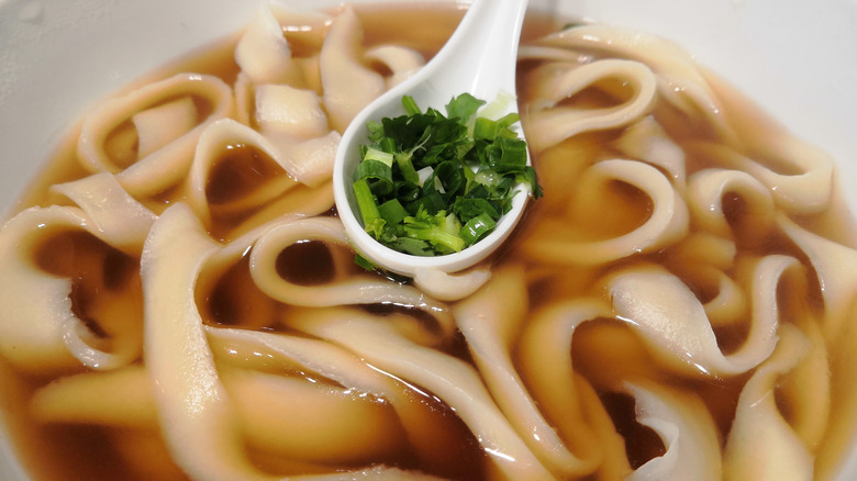 knife cut noodles in soup