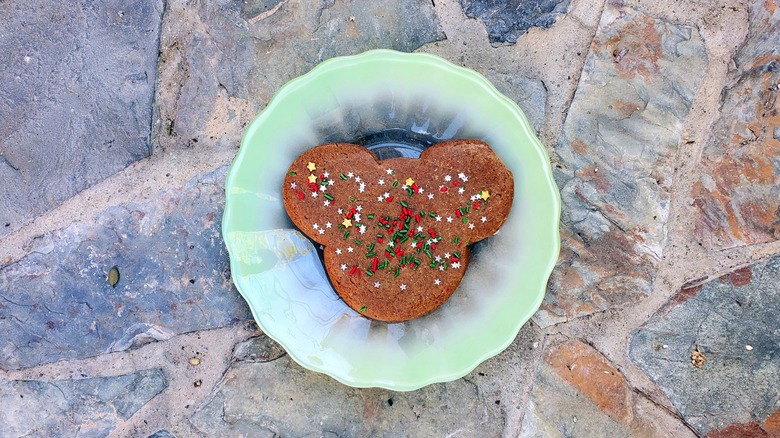 Mickey Mouse-shaped gingerbread cookie