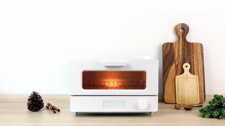 Small toaster oven on counter