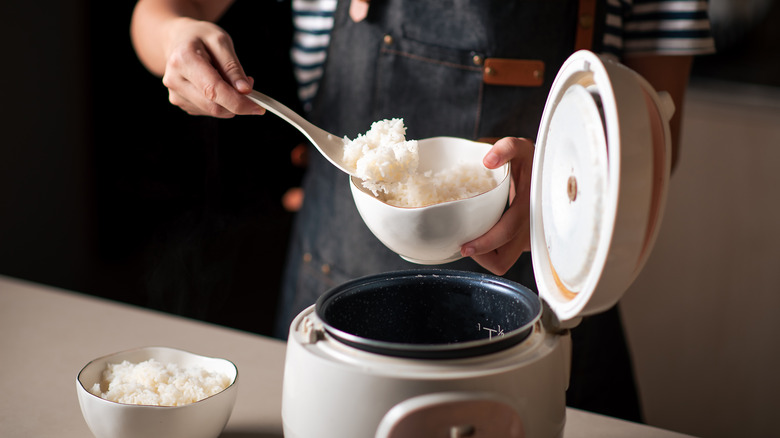 fresh jasmine rice and rice cooker