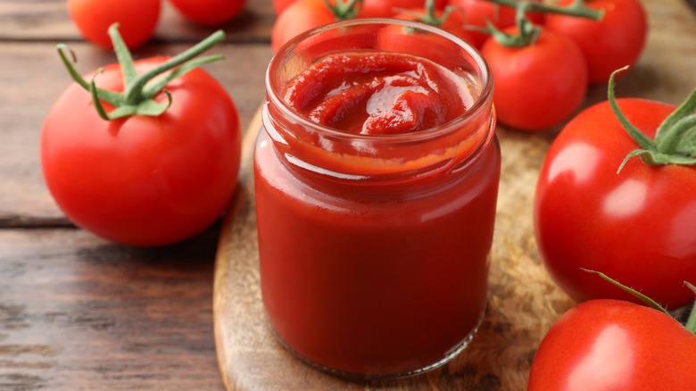 Ketchup on table