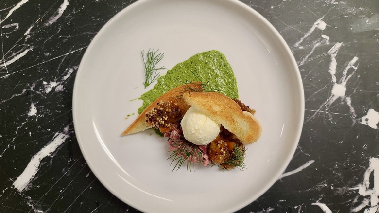 Steak tartare with Dijon ice cream