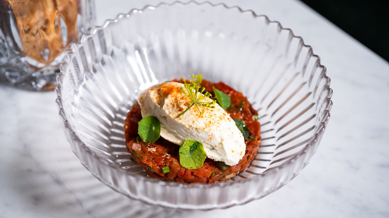 Tomato tartare bowl goat cheese