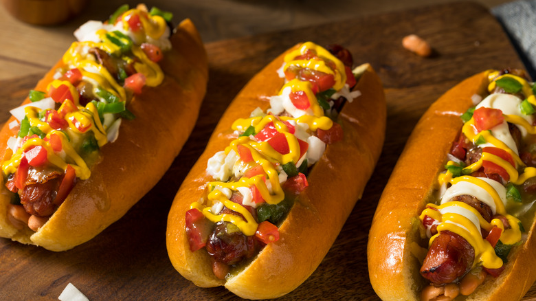 Three Sonoran hot dogs