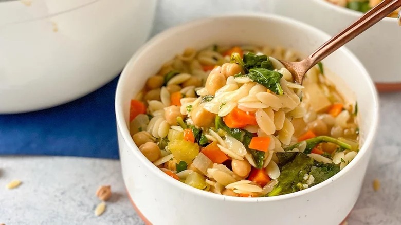 Bowl of orzo soup