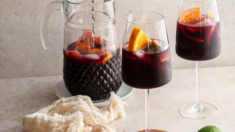 Pitcher and glasses of sangria