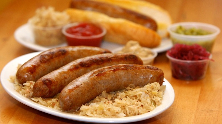 Bratwurst on a platter