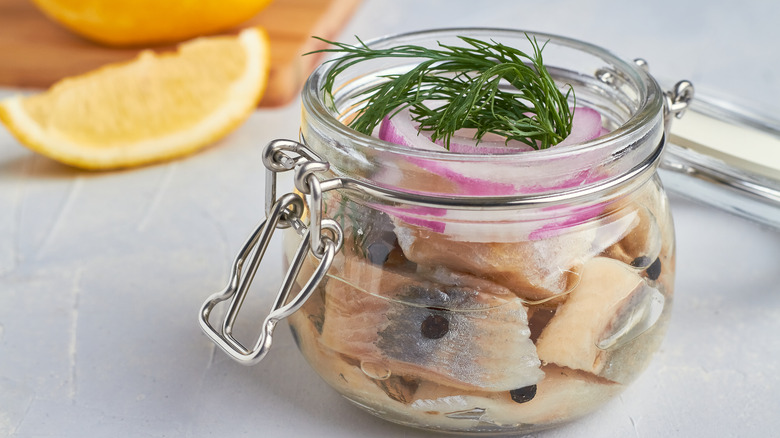 pickled herring glass jar