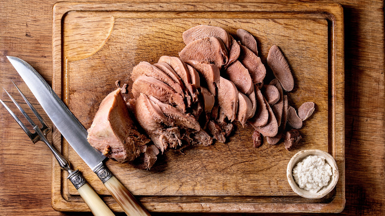 thin sliced beef tongue