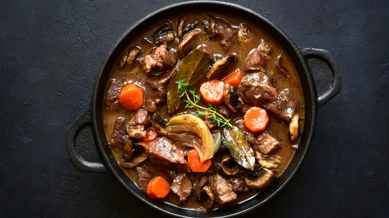 pot of beef bourguignon