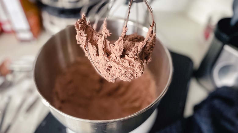 mixing chocolate mousse