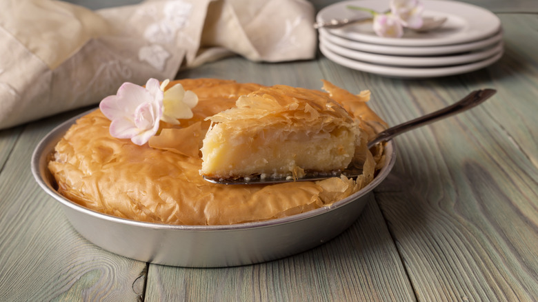 A round phyllo pastry pie