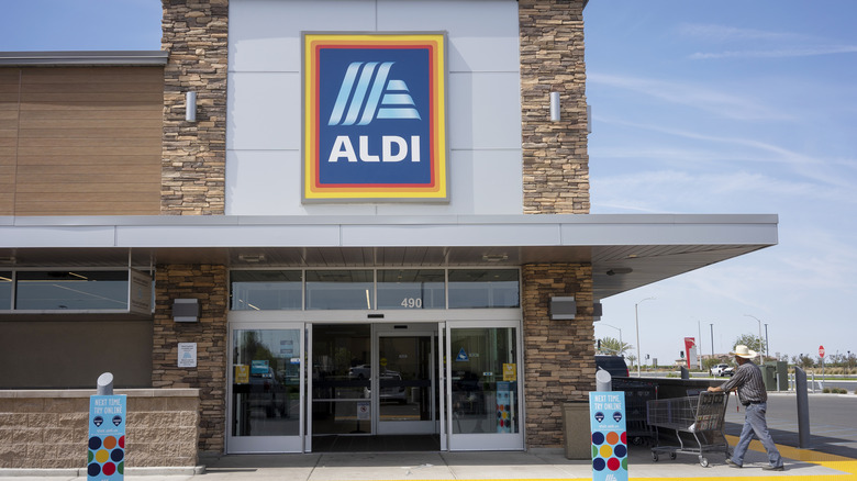 Aldi grocery store and customer