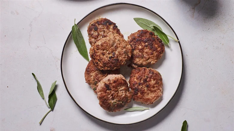 Turkey sausages on plate