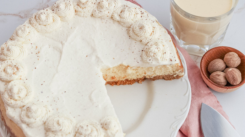 Eggnog Cheesecake sliced