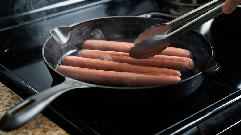 Pan-fried hot dogs