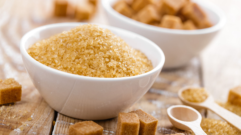 Raw sugar in a bowl