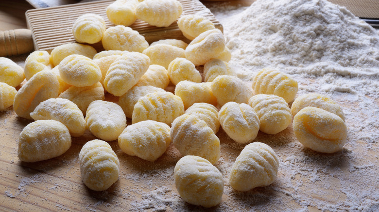 raw gnocchi with flour